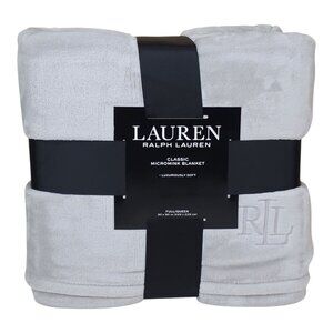 Lauren Ralph Lauren Classic Micromink Blanket Queen 90x90" Luxuriously Soft Gray